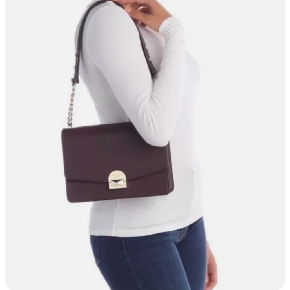 Kate Spade Medium Convertible Flap Chocolate Cherry Leather Neve Bag
